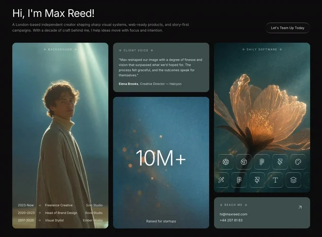 Max Reed Portfolio｜功能展示动态效果预览