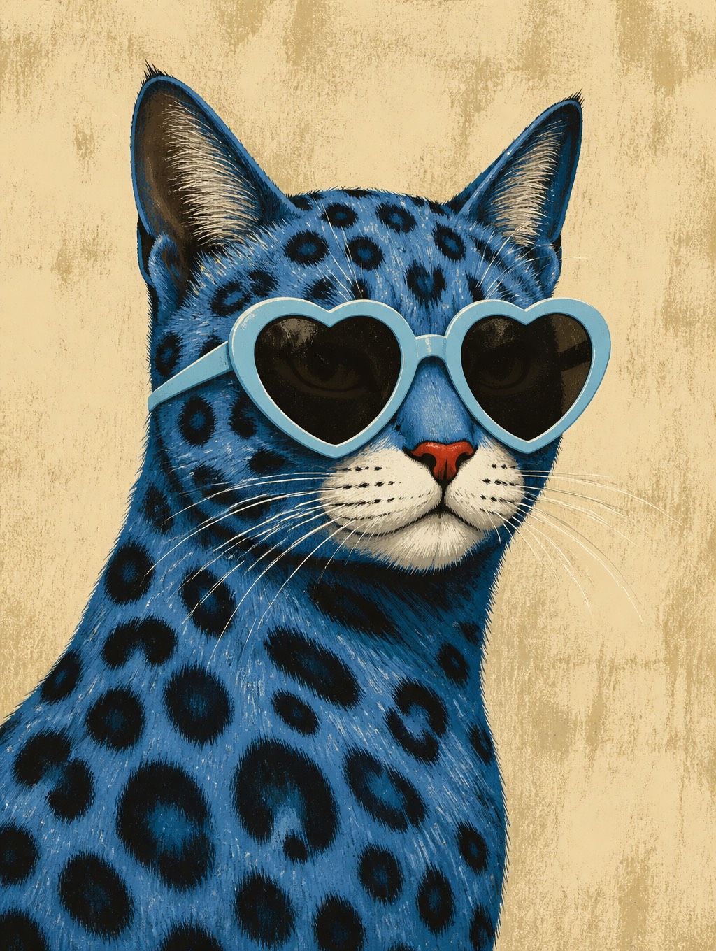 一只蓝色猫的程式化插图