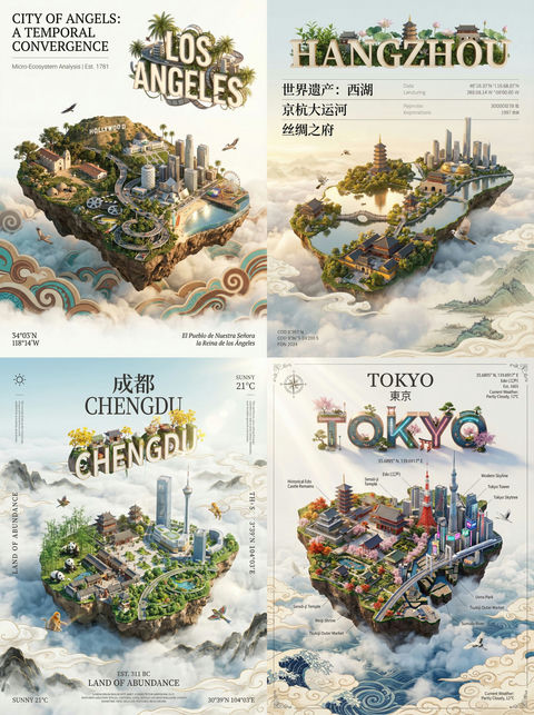 城市渲染数字艺术海报
