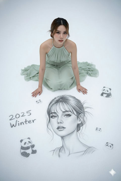 女生铅笔素描画
