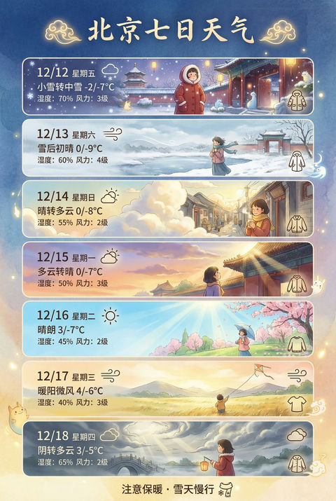 北京7日天气预报-海报