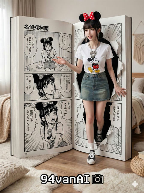 漫画中的人物走出画面